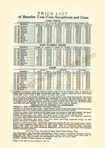 Story of the Saxophone Price List